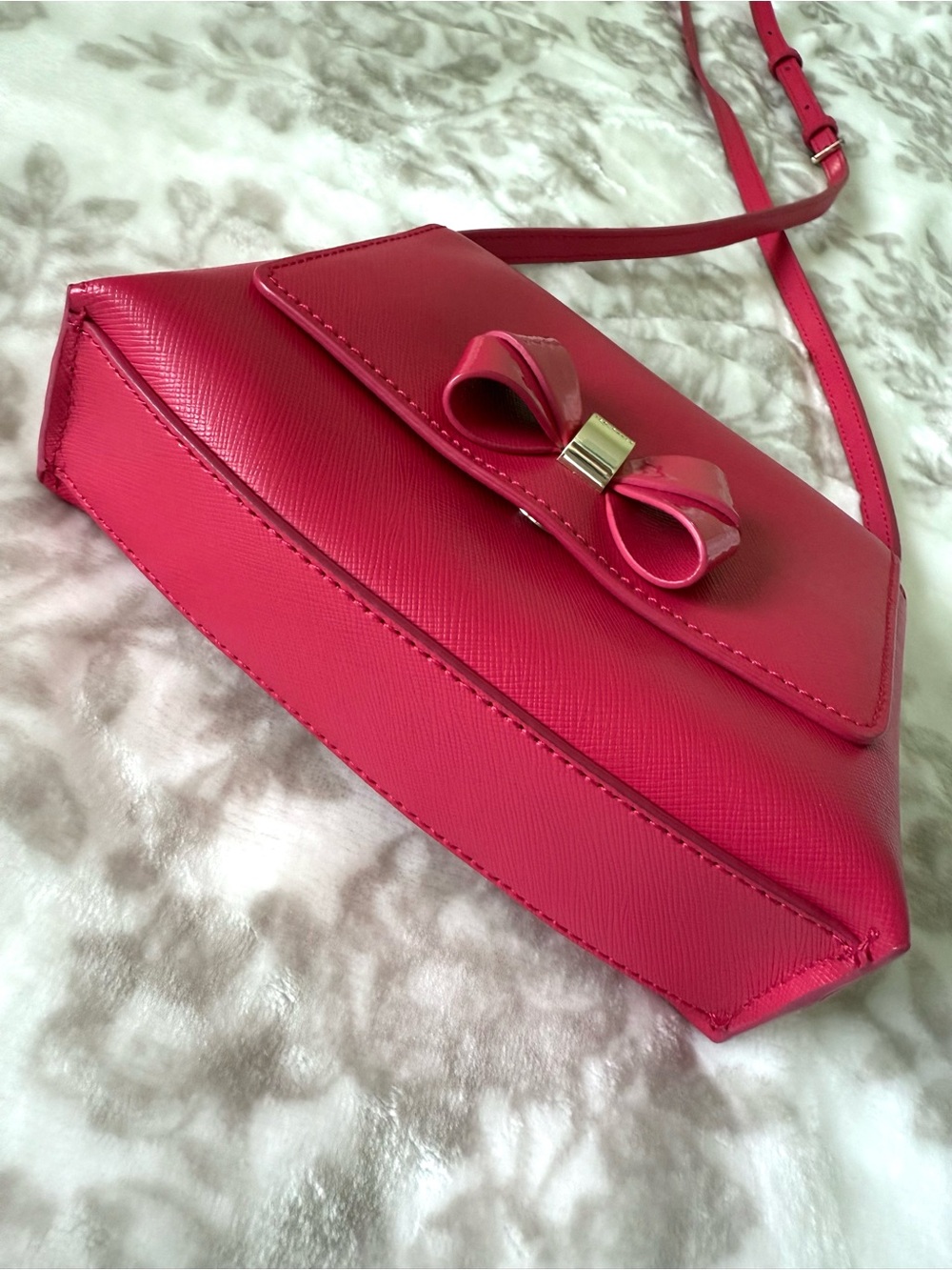 Ted Baker Women's Fuchsia Leather Angiee Bow Detail Mini Shoulder Bag Crossbody - Picture 8 of 13